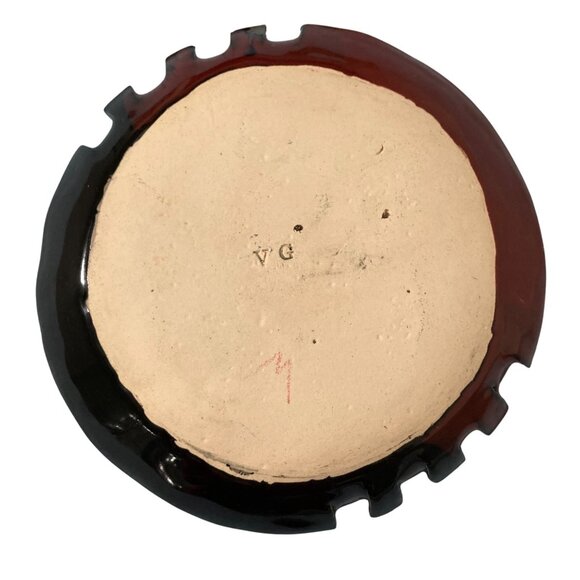 Studio Pottery Ashtray or Decorative Plate Red And Black - Picture 2 of 5